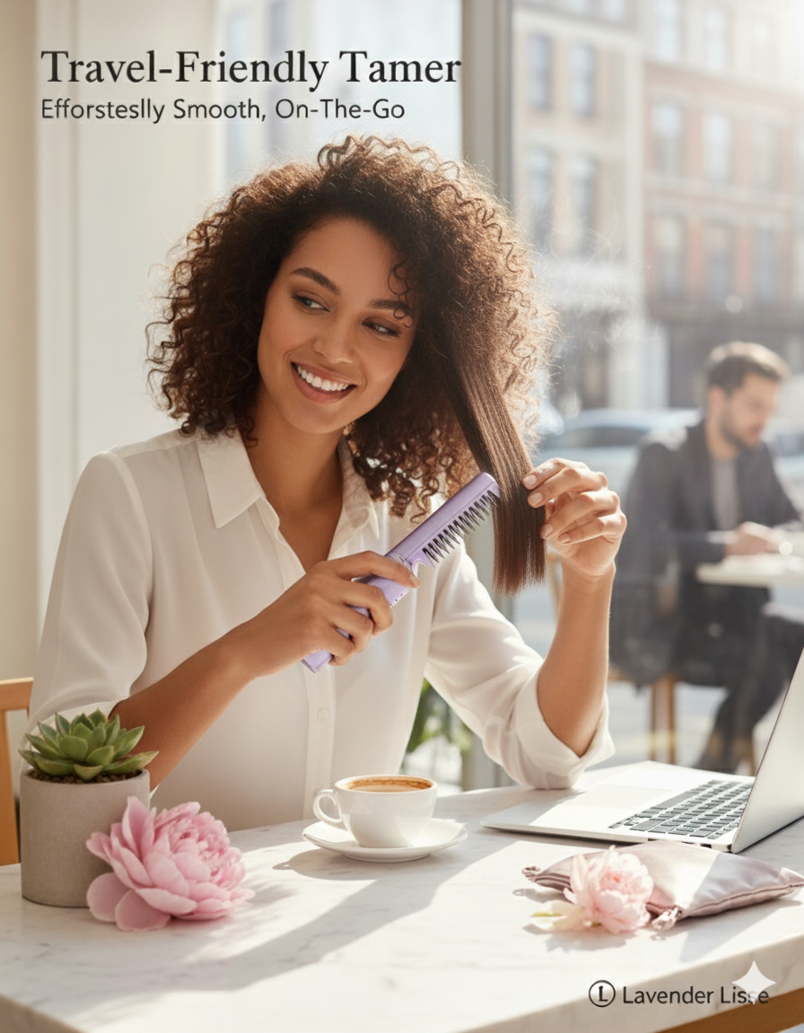 "SleekGlow™ Portable Hair Straightener Comb – Salon-Perfect Hair Anywhere!"