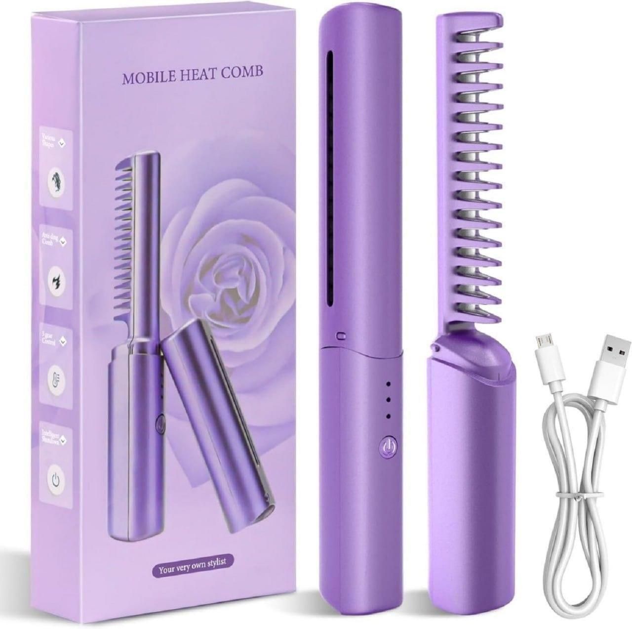 "SleekGlow™ Portable Hair Straightener Comb – Salon-Perfect Hair Anywhere!"