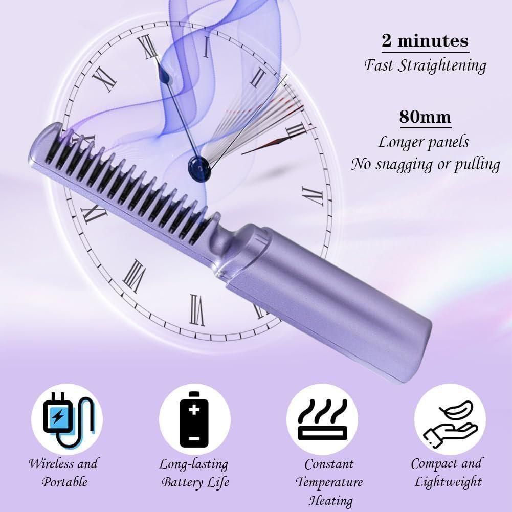 "SleekGlow™ Portable Hair Straightener Comb – Salon-Perfect Hair Anywhere!"