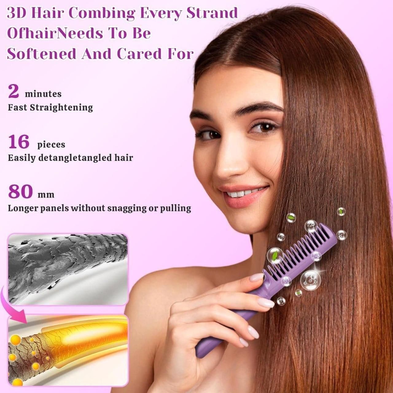 "SleekGlow™ Portable Hair Straightener Comb – Salon-Perfect Hair Anywhere!"