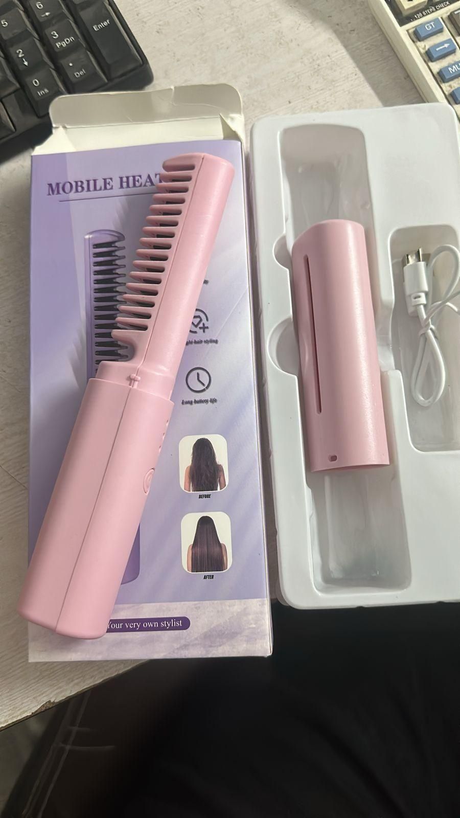 "SleekGlow™ Portable Hair Straightener Comb – Salon-Perfect Hair Anywhere!"