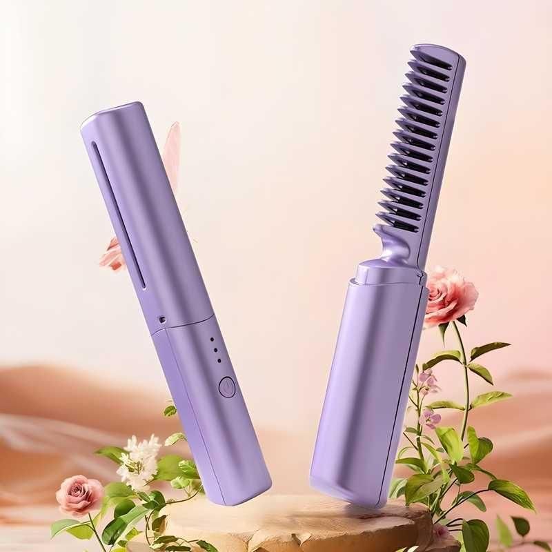 "SleekGlow™ Portable Hair Straightener Comb – Salon-Perfect Hair Anywhere!"